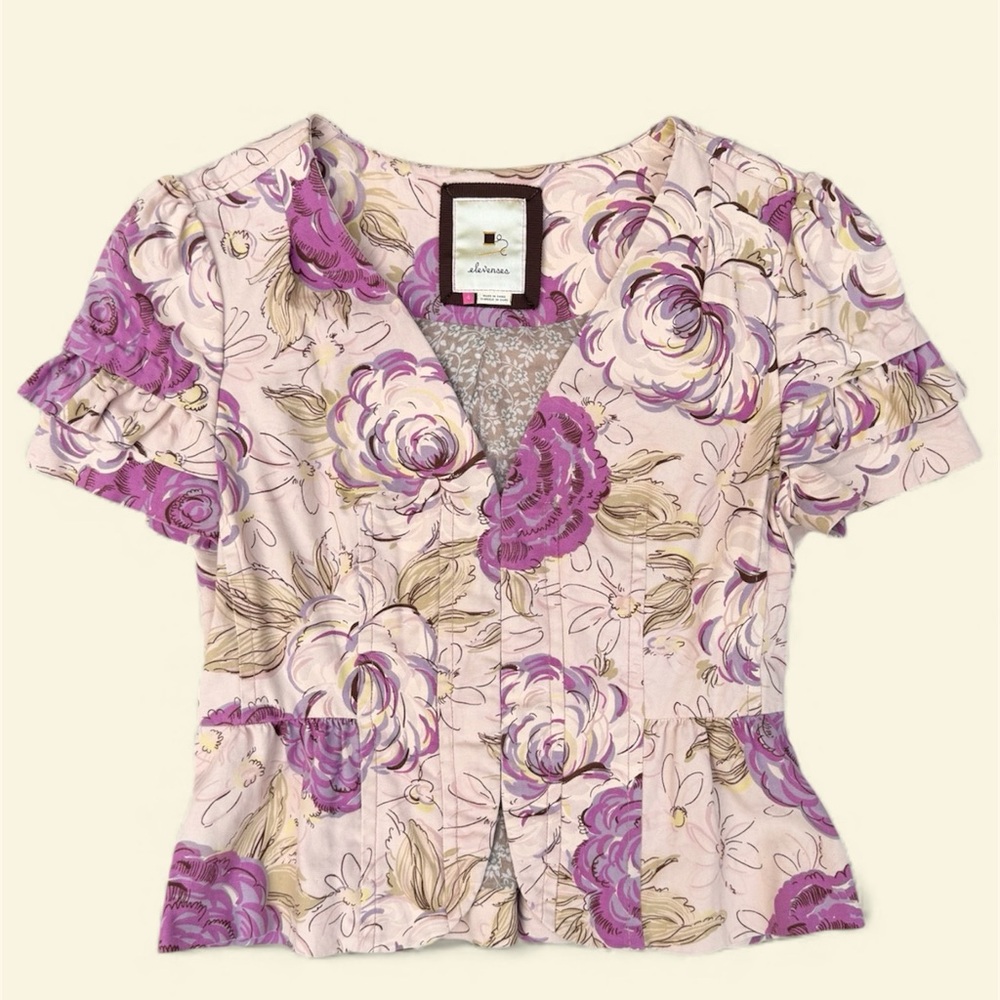 Anthropology Floral Peplum Blouse